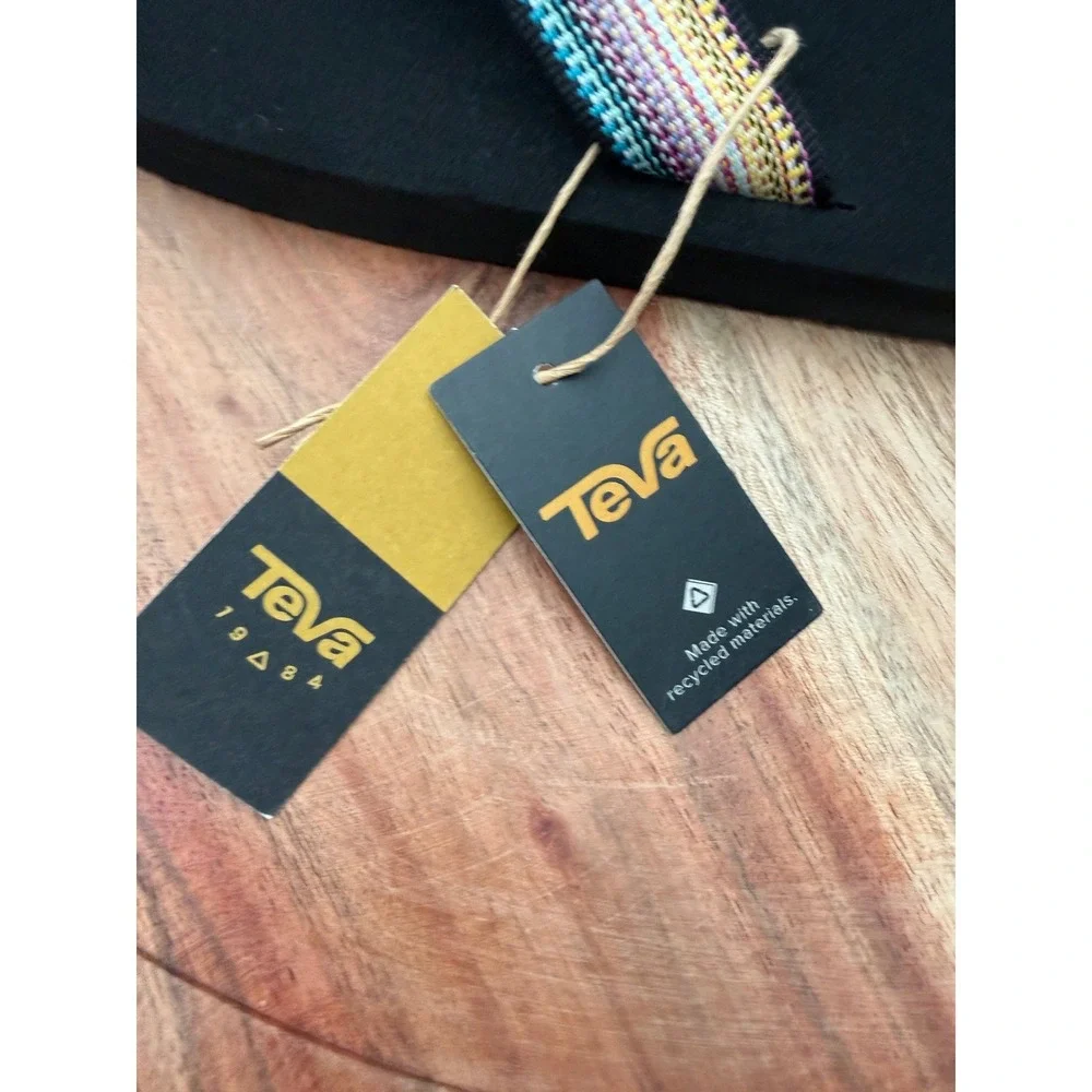 Teva Mush II Flip Flops Antigua Black Multi Striped Sandals - Youth Size 4 - NWT